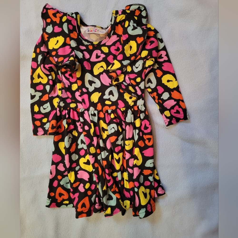 (2/$20)Dot Dot Smile Neon Leopard Dress, 12/24 Month